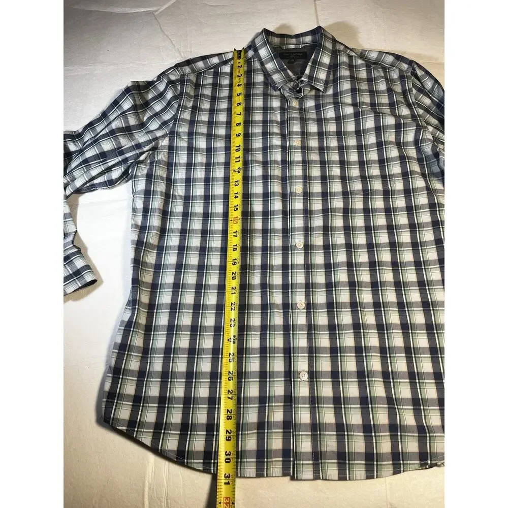 Banana Republic Men’s XL Slim Fit Blue Green Plaid Soft Wash Button Down Shirt